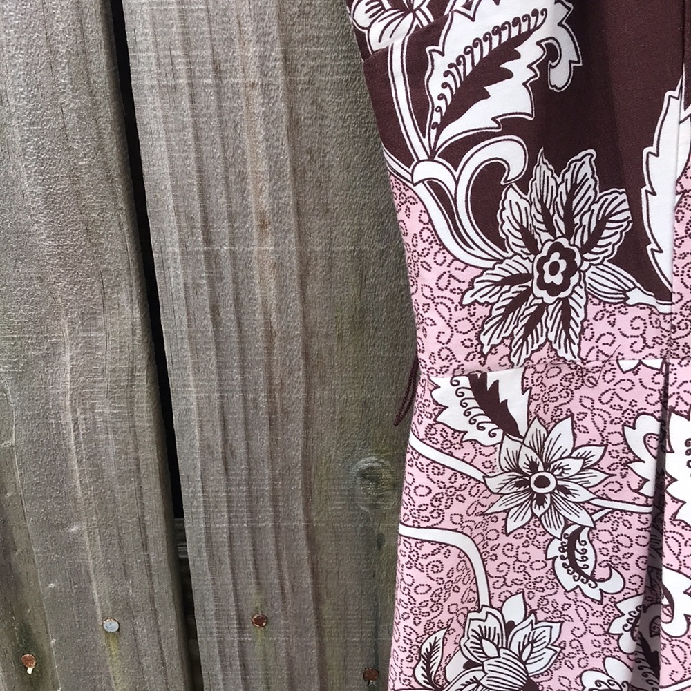 Jessica Howard Pink & Brown Paisley Spaghetti Strapped Sun Dress  - Size 4 - Picture 4 of 9